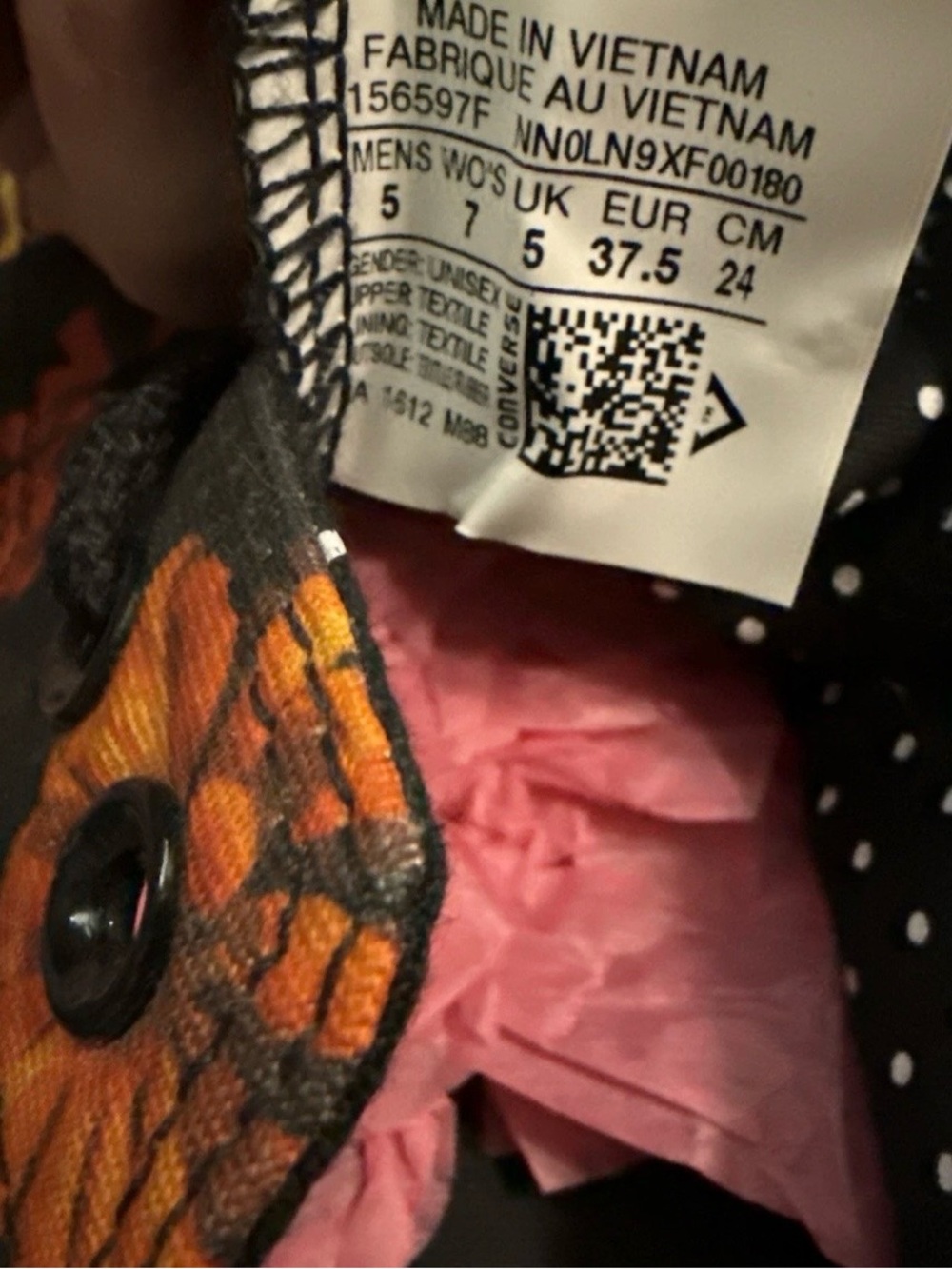 Converse Black Low-Top Sneakers with Orange, Yellow & Pink Floral Print - Picture 6 of 6